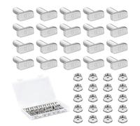 EXLECO 20 Pièces Boulons à Tête en T M8x20 vis à tête Marteau avec Boîte en Plastique vis de Serre en Inox avec écrous à Bride pour Serre Profilés en Aluminium Rail de Montage Solaire à 8mm Gorge