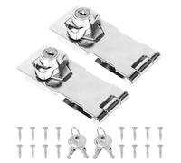 EXLECO 2X Loquet Porte con Verrou Cadenas et Loquets Exterieur Verrou Porte Interieure Moraillons de Verrouillage Inox Loquet Serrure ermeture de Placard Hasp pour Tiroir Armoire Boîte Argent