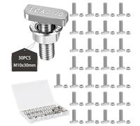 EXLECO 30 Pcs Boulons à Tête en T M10x30 vis à tête Marteau avec Boîte en Plastique vis de Serre en Inox avec écrous à Bride pour Serre Profilés en Aluminium Rail de Montage Solaire à 10mm Gorge