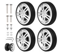EXLECO 4pcs Roue Valise à Roues de Bagages Universelle 50 x 12 mm, Argent | Roulette Valise en Caoutchouc, Roulette Valise Remplacement avec Essieux Roue de Rechange des Réparations de Valises