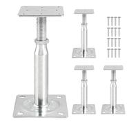 EXLECO 4pcs Supports de Poteau Réglables en Hauteur 150mm-200mm, Galvanisés | Support Poteau Bois, Trou de Poteaux de Support Réglable Pied de Supports de Sol en Béton pour Clôture Carport Pergola Abri