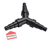 EXLECO Distributeur 3 Voies 25/32/38mm Répartiteur Y pour Tuyau Bypass Piscine Tuyauterie Connecteur Raccord Piscine pour Pompe de Bassin Tuyau D'arrosage Cours d'eau Valve Réglage 1 "-1 1/4"- 1 1/2 "