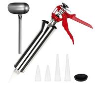 EXLECO Pistolet à Calfeutrer Ciment en Acier Inoxydable Pistolet à Coulis pour Mortier Professionnel Pistolet Applicateur de Mortier Pompe à Béton de Joint Seringue à Cemento avec Accessoires