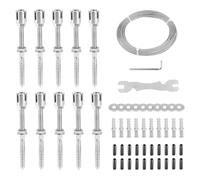 EXLECO Support pour Plantes Grimpantes avec 10 Supports, Cable 16M x 3mm | Kit Palissage Plantes Grimpantes en Acier Inoxydable 316, Vignes Extérieur, Treillis Mural pour Jardin Terrasse Clôture