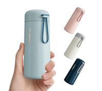 Exllena Mini Gourde Isotherme 250ml, Petite Bouteille Isotherme en Acier Inoxydable pour Boissons Chaudes et Froides, Mini Thermos Facile à Transporter - 100% étanche (Bleu Grisé)