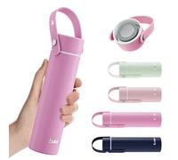 Exllena Mini Gourde Isotherme 300ml - Petite Bouteille Isotherme Compacte et Portable avec Poignée Ajustable et Couvercle en Acier Inoxydable - Idéale pour Voyager, Sport et Enfants(Lilas)