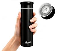 Exllena Mini Gourde Isotherme 300ml, Petite Gourde en Inox 304 Anti-Fuite, Sans BPA & Anti-Fuite, Double Paroi pour Café Thé, Sac à Main, Bureau, Voyage - Noir Mat