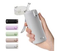 Exllena Petite Gourde Isotherme 150ml avec Paille à Ouverture Une Main, Mini Bouteille Isotherme Anti-Fuites & Design Ultra-Compact, Idéale pour le Sport, Bureau ou En Voiture(Gris Clair)