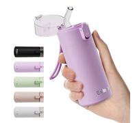 Exllena Petite Gourde Isotherme 150ml avec Paille à Ouverture Une Main, Mini Bouteille Isotherme Anti-Fuites & Design Ultra-Compact, Idéale pour le Sport, Bureau ou En Voiture(Violet Rosé)