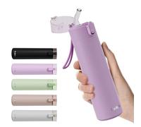 Exllena Petite Gourde Isotherme 270ml avec Paille à Ouverture Une Main, Mini Bouteille Isotherme Anti-Fuites & Design Ultra-Compact, Idéale pour le Sport, Bureau ou En Voiture(Violet Rosé)