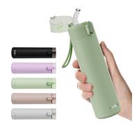 Exllena Petite Gourde Isotherme 270ml avec Paille à Ouverture Une Main, Mini Bouteille Isotherme Anti-Fuites & Design Ultra-Compact, Idéale pour le Sport, Bureau ou En Voiture(Violet Rosé)
