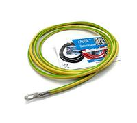 Exoda câble de mise à terre 3 m 16 mm² vert/jaune M8 M10 H07V-K câble PVC f | Câble de mise à la terre, 3 m de long, Ø 8 mm et 10 mm œillets, norme H07V-K, gaine PVC flexible, couleur visible vert/jaune