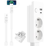Expandeur de Prise pivotante Extensible, 3 Prises AC et Ports USB, rallonge Murale et rotative, réglable de 49.3 à 71.2 cm Rotation à 180° pour Les Meubles derrière et Les espaces étroits