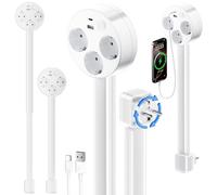 Expandeur de Prise pivotante Extensible - 3 Prises AC et Ports USB, réglable 18-26 Pouces pour Les Meubles derrière et Les espaces étroits