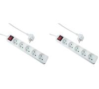EXPERT LINE - Multiprise électrique 5 Prises Multiple - Bloc multiprise 5 Prises + Interrupteur, rallonge multiprises - 5P / 16A / 3G1mm² - Blanc - Protection Enfant (Lot de 2)
