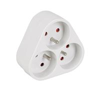 Expert Line - Multiprise électrique murale, prise multiple - Triplite triangulaire 3 prises, sans fil - 3P/16A - Blanc - Protection enfant 485240