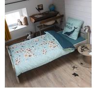 EXPLORE - Parure de Lit Coton Motif Monde Housse de Couette 140x200cm + Taie d'Oreiller