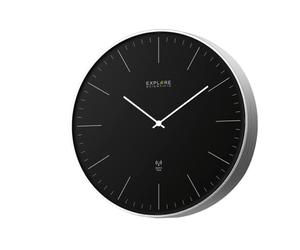 Explore Scientific RAC1001 Horloge Murale diamètre 25 cm, radiocommandée, Mouvement précis, Pas Besoin de réglage, Design Contemporain, sans Chiffres, métal, Noir