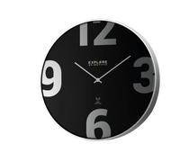 Explore Scientific RAC1002 Horloge Murale diamètre 25 cm, radiocommandée, Mouvement précis, Pas Besoin de réglage, Design Contemporain, Chic, métal, Noir