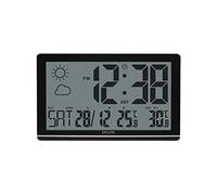 Explore Scientific RDC8001 Horloge Murale Jumbo Radio-Contrôlée, Affiche la température intérieure/extérieure, 1 capteur Inclus, Prévisions météo icônes, Noir