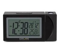Explore Scientific RDP1002 Horloge radiocommandée avec Projection Heure, Alarme Snooze, Port USB pour recharger Le téléphone, rétroéclairé, Noir