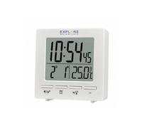 Explore Scientific RDC1005 Horloge radiocommandée de Voyage, Double Alarme, Snooze, Calendrier, Blanc