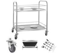 Expondo Royal Catering Chariot de service - Acier inoxydable - 2 plateaux avec rebord - Plateaux : 82 x 50 cm - 300 kg -