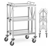 Expondo Royal Catering Chariot de service - Acier inoxydable - 3 étagères - Dimensions : 58 x 40 cm - 100 kg - Pliable -