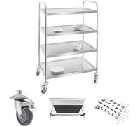 Expondo Royal Catering Chariot de service - Acier inoxydable - 4 plateaux - Dimensions : 82 x 50 cm - 300 kg -