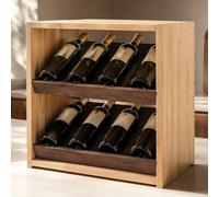 Expovinalia Casier à vin en bois de pin 8 bouteilles - Noyer et chêne clair | Meuble porte-bouteilles en pin type Wine Rack, étagère à vin Garrafeira