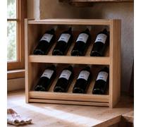 Expovinalia Porte-bouteilles de vin en bois de pin 8 bouteilles | Meuble porte-bouteilles en pin type Wine Rack, étagère à vin Garrafeira. Couleur chêne clair