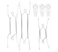 EXQUIMEUBLE 3 Pièces Présentoir Mural D’assiettes W Invisible en Acier | Montage sans Outil, Support Stable à Ressort, avec Broches Plastiques à Insérer, pour Cadres et Tableaux