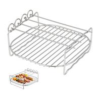 EXQUIMEUBLE Grilles de Cuisson Accessoires pour friteuse à air Chaud en Acier Inoxydable rectangulaire 4 Broches Double Couche Support de Barbecue pour Four
