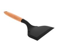 EXQUIMEUBLE Pelle de Cuisine en Silicone Noire à Large Bord Manche Plat en Bois Spatule Japonaise Tamagoyaki Antiadhésive pour Poêles pour Cuisson à Domicile Crêpes Œufs et Steaks