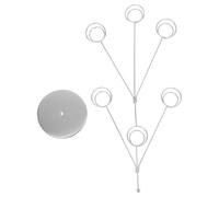 EXQUIMEUBLE Pince Porte-Photos en Acier Inoxydable Argenté de Paon, Porte-Cartes Vertical avec Base Ronde Stable, Décoration Polyvalente pour Bureau et Maison