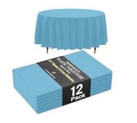 Exquisite Lot de 12 nappes Rondes en Plastique Bleu Ciel de qualité supérieure 66% Plus épaisses de 0,5 mm, 213,4 cm, ne se déchirent Pas Facilement comme Les Marques Fines Bon marché