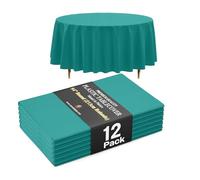 Exquisite Lot de 12 nappes Rondes en Plastique Bleu Sarcelle 66% Plus épaisses de 0,5 mm, 213,4 cm, ne se déchirent Pas Facilement comme Les Marques Fines Bon marché