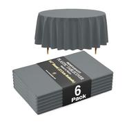 Exquisite Lot de 6 nappes Rondes argentées de qualité supérieure 66% Plus épaisses de 0,5 mm - 213,4 cm - Ne se déchirent Pas Facilement comme Les Marques Fines Bon marché
