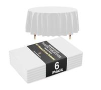 Exquisite Lot de 6 nappes rondes blanches 66 % plus épaisses de 0,5 mm en plastique de 213,4 cm, ne se déchirent pas facilement comme les marques fines bon marché