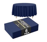 Exquisite Lot de 6 nappes Rondes en Plastique Bleu Marine de qualité supérieure 66% Plus épaisses de 0,5 mm, 213,4 cm, ne se déchirent Pas Facilement comme Les Marques Fines Bon marché
