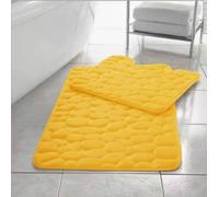 EXQUIZIT HOME® Lot de 2 tapis de bain de luxe en mousse à mémoire de forme - Tapis de salle de bain à motif galet et tapis contour WC antidérapants à séchage rapide ultra absorbants et rembourrés, 100