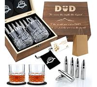 EXREIZST Coffret Whisky 2 Verres + 6 Pierres Acier, Cadeau Homme Papa