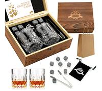 EXREIZST Coffret Whisky Pierre Naturelle Verre Cristal Cadeau Homme | Coffret whisky pierres naturelles verres cristal. Rafraîchit sans dilution. Cadeau papa, mari ou amateur. Boîte bois.