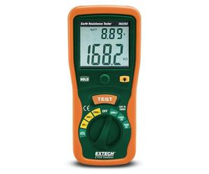 Extech 382252 Kit De Testeur De Résistance De Terre | 20/200/2000 Ohm, tension CA/CC, continuité, cordons, 2 barres de terre, étui, mallette, 6 piles AA