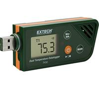 Extech TH30 Enregistreur de Données de Température USB Double - Datalogger avec Sonde Externe, Écran LCD pour Chaîne du Froid et Laboratoire - Mémoire 48000 Points, Rapports PDF et Excel Automatiques