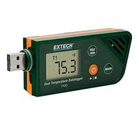 Extech TH30 Enregistreur de Données de Température USB Double - Datalogger avec Sonde Externe, Écran LCD pour Chaîne du Froid et Laboratoire - Mémoire 48000 Points, Rapports PDF et Excel Automatiques