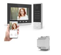 Extel Code Connect Visiophone 2 Fils avec Digicode et Rail DIN | 2 fils jusqu’à 100 m, écran 18 cm, digicode, Extel Connect, IP44, double commande, transformateur Rail DIN