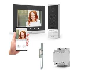 EXTEL Code Connect, Visiophone Filaire connecté 7’’ avec Clavier intégré, contrôle Via Smartphone, Alimentation modulaire DIN et gâche électrique, Garantie 3 Ans