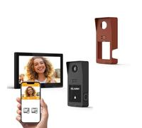 Extel Digital Connect Visiophone 2K Empreinte avec Coque Terracotta | Écran tactile 7”, 2 fils jusqu’à 100 m, empreinte, QR temporaire, Extel Connect, IP44, coque terracotta incluse