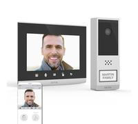 EXTEL Wave 2, Visiophone Connecté sans Fil, Portée 350m, WiFi Double Bande 2.4/5GHz, Écran Tactile 7 Pouces, Batterie Rechargeable, Vision Nocturne, Ouverture Portail, sans Abonnement, Gris
